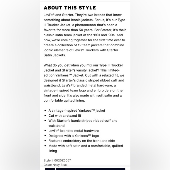 Levi’s x Starter NY Yankees Jacket NWT Size Large - Picture 7 of 16